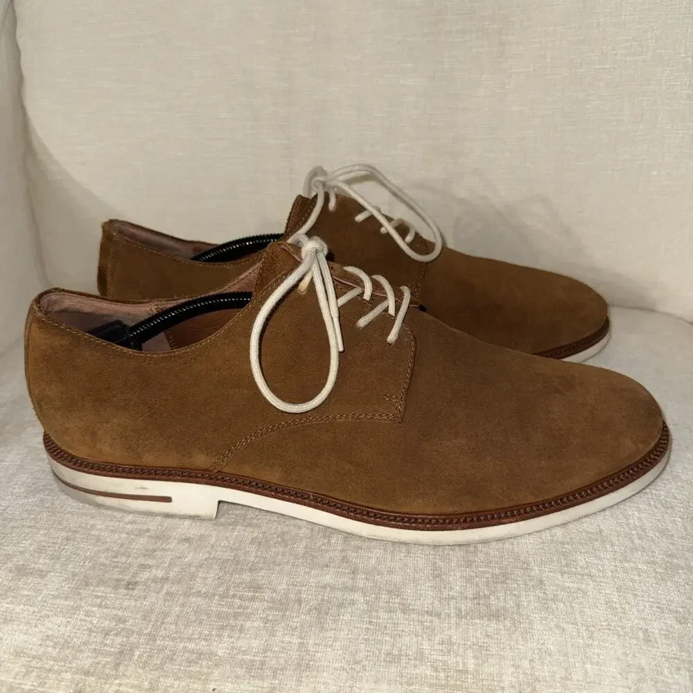 Polo Ralph Lauren Torian Men Size 13D Brown Suede Plain Toe Derby Dress Shoes
